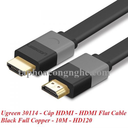 Ugreen 30114 10M màu Đen Cáp tín hiệu HDMI vỏ nhựa PVC cao cấp cáp dẹt HD120 30030114